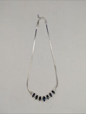 Vintage Vendome Silver Plated Necklace with Blue Stones - Women Jewelry